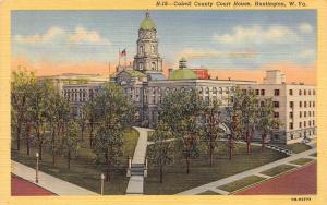 HUNTINGTON, WV West Virginia    CABELL COUNTY COURT HOUSE   c1940's Postcard