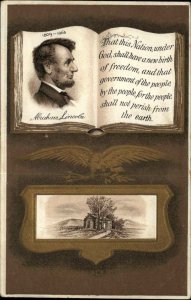 ABRAHAM LINCOLN History Bk That this Nation? Patriotic c1910 Postcard