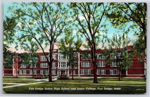 Ft Dodge IA~Fort Dodge Senior High School Junior College~Vintage Linen Postcard