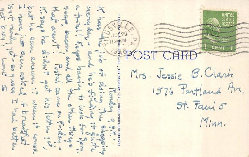 TITUSVILLE, PA Pennsylvania  COLESTOCK HIGH SCHOOL Crawford Co  1946 Postcard