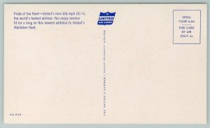 Airplane~United Airlines~DC-7 Aircraft~Vintage Postcard