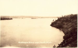 View of Muskegon River near Grant, Michigan Real Photo Postcard