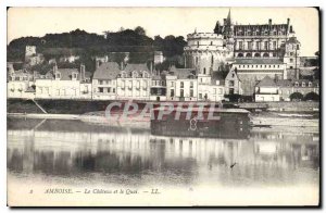 Postcard Old Amboise Chateau and Pier