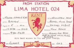 Newington Lima Hotel Kent Vintage QSL Radio Contact Card