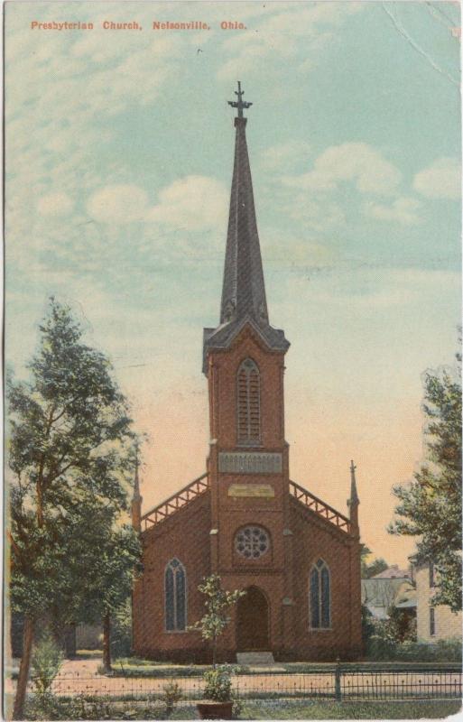 Ohio Postcard NELSONVILLE Athens County 1917 PRESBYTERIAN CHURCH