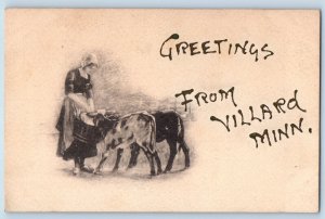 Villard Minnesota Postcard Greetings Feeding Animals Jass 1910 Vintage Unposted