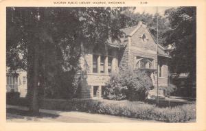 Wampun Wisconsin~Short Hedges Around, Large Shrubs by Carnegie Library~1940s