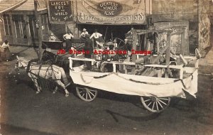 OH, Winchester, Ohio, RPPC, Horse Drawn Wagon Passing Circus Side Show Acts