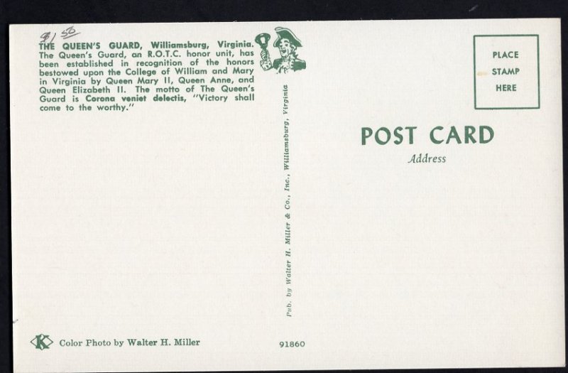 Virginia WILLIAMSBURG The Queen's Guard, an R.O.T.C. Honor Unit - Chrome