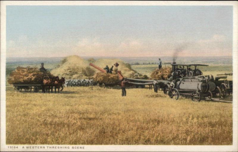 Detroit Publishing Farming Threshing Scene Machines Apparatus c1910 PC