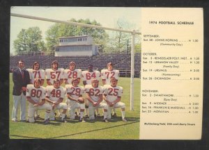 ALLENTOWN PENNSYLVANIA PA. 1974 FOOTBALL TEAM PLAYERS VINTAGE POSTCARD