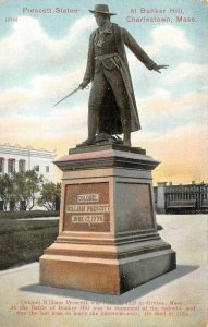 CHARLESTON, Massachusetts MA  COL PRESCOTT STATUE~BUNKER HILL  c1910's Postcard