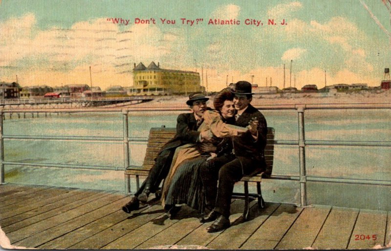 New Jersey Atlantic City Three On A Becnh Why Don't You Try 1911