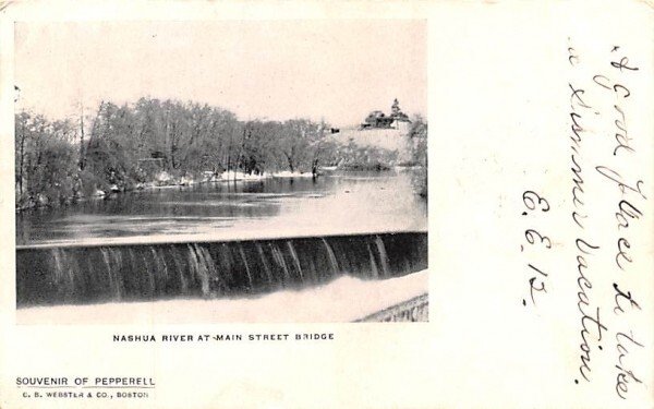 Nashua River in Clinton, Massachusetts at Main Street Bridge.