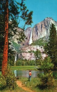 California CA, 1971 Upper Water Falls, Yosemite National Park, Vintage Postcard