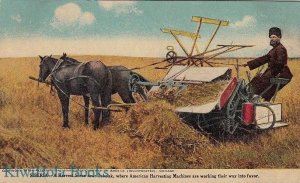 Postcard Harvest Scene Near Tobolsk Siberia Farm American Harvest Machine