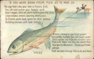 Zodiac Astrology Fortune Postcard Series c1910 Postcard PISCES