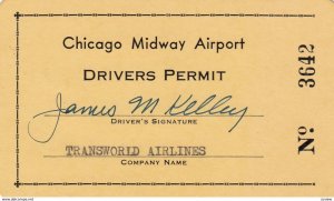 CHICAGO , Illinois , 1930s ; Midway Airport Drivers Permit