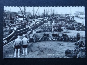 Norfolk HERRING SEASON AT GREAT YARMOUTH c1960s RP Postcard by Lansdowne