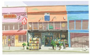 Adobe Books San Fransisco Bookstore Shop Oil Painting Postcard