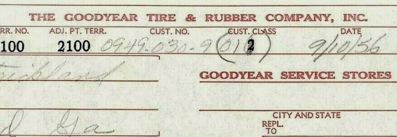 1956 Goodyear Tire & Rubber Company Piedmont Rd. Atlanta Georgia Invoice 438