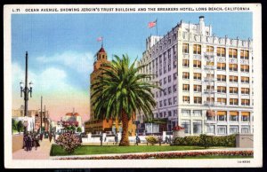 CA LONG BEACH Ocean Avenue Jergin's Trust Bldg Breakers Hotel pm1936 ~ Linen