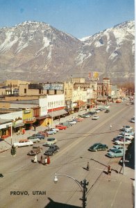 Postcard Birdseye View of Center Street in Provo, UT.   aa6