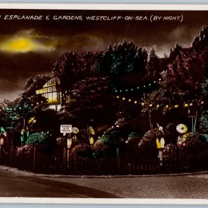 c1940s Westcliff-On-Sea, England Hand Colored RPPC Western Esplanade Garden A187