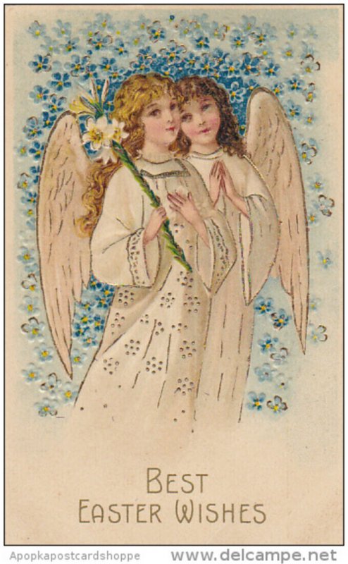 Easter Wishes Angels With Flowers 1908