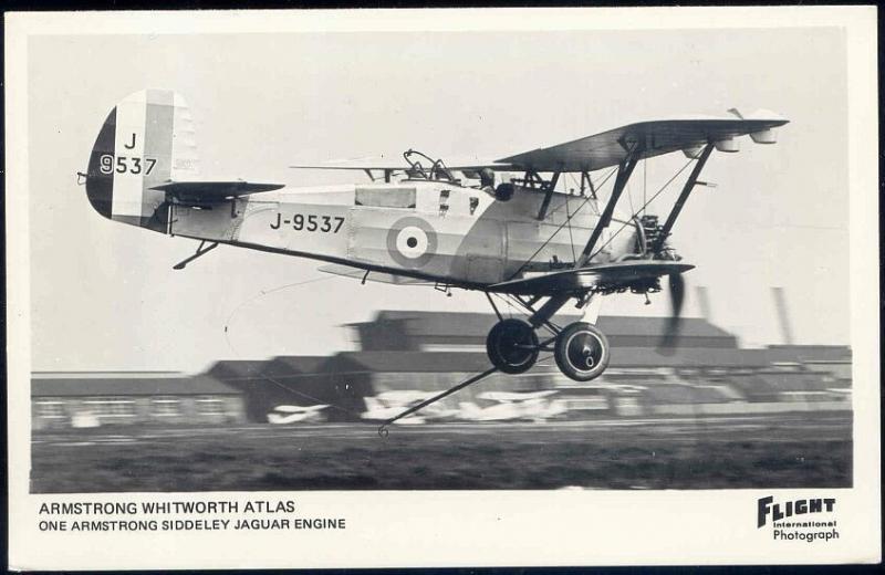 British Single-Engine Biplane Armstrong Whitworth Atlas J-9537, Flight RPPC