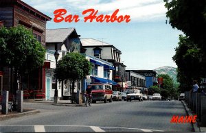 Maine Bar Harbor Main Street Looking South Toward Acadia National Park