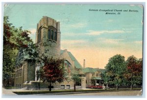 1911 German Evangelical Church & Rectory Streator Illinois IL Posted Postcard 