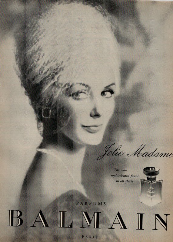 1961 Balmain Perfume Jolie Madame Most Sophisticated Vintage Print Ad 2280