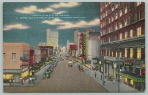 Jackson MS~Capitol Street Night Lights~Maxine Buffet~State Theatre~1940s Linen