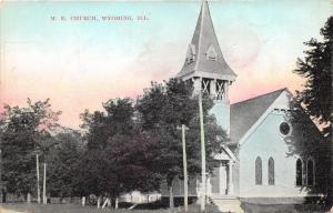 Wyoming Illinois~ME Church~Trees in Yard~c1910 Postcard