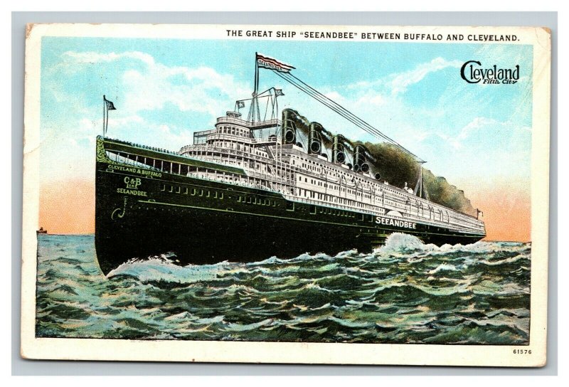 Vintage 1930's Postcard The Great Ship Seeandbee Sails to Buffalo & Cleveland 