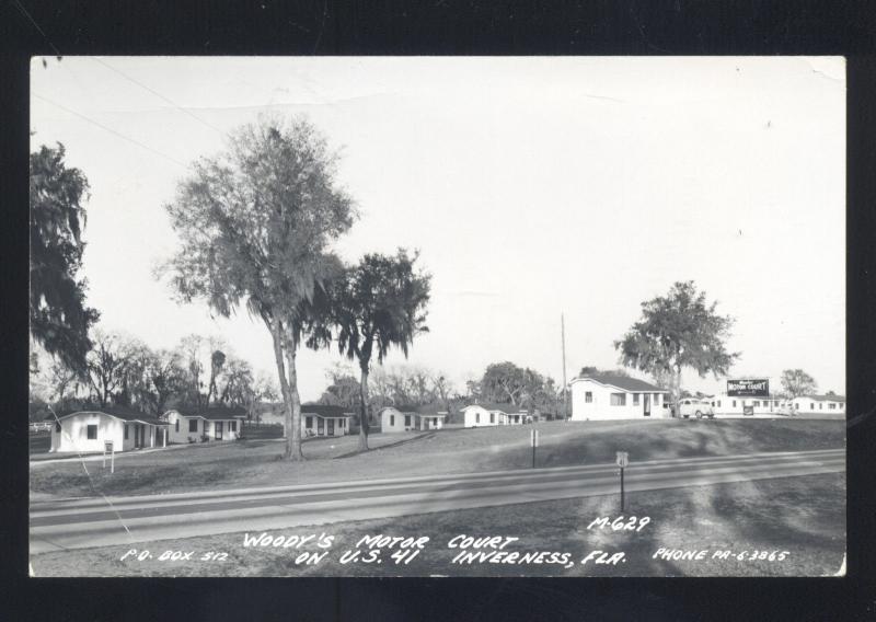 RPPC INVERNESS FLORIDA WOODY'S MOTOR COURT MOTEL VINTAGE REAL PHOTO POSTCARD