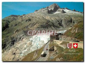 Modern Postcard Furka glacier lookout point Rhome