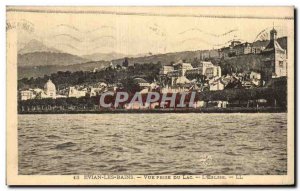 Evian les Bains - View from the Lake - The Church - Old Postcard