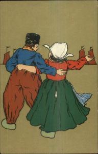 Dutch Romance & Sailboats Series #1806 Art Deco c1905 Postcard #4