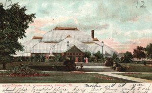 Vintage Postcard 1907 Lincoln Park Conservatory Historical Landmark Chicago IL