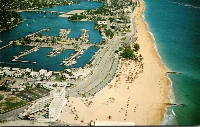 Florida Fort Lauderdale Aerial View Yankee Clipper Bahia Mar & Las Olas Bridg...