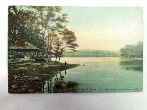 Vintage Postcard 1913 The Lake Looking East Mohegan Park Norwich CT Connecticut