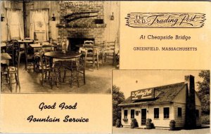 Greenfield, MA Massachusetts  THE OLD TRADING POST RESTAURANT Roadside  Postcard