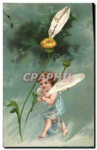 Old Postcard Angel Flower Not at all