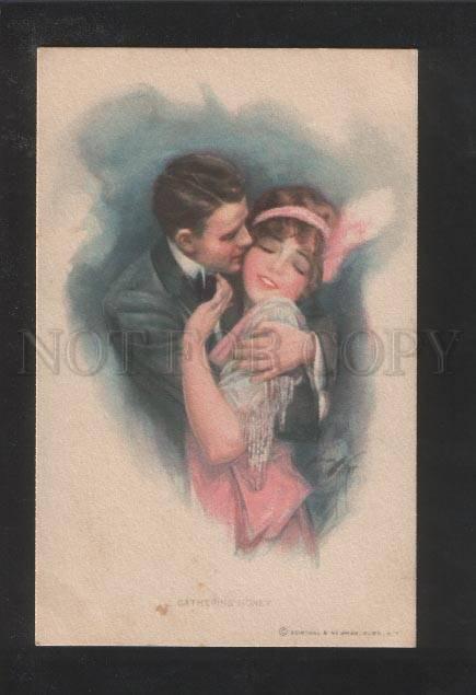 071406 Gathering Honey Kiss By Harrison FISHER vintage #392 PC