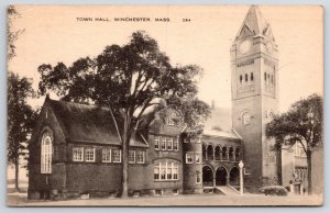 1945 Town Hall Winchester Massachusetts MA Building Posted Vintage Postcard