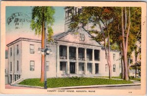 Postcard COURT HOUSE SCENE Augusta Maine ME AK5891