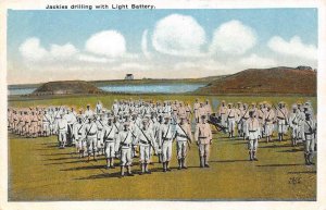 Military  JACKIES DRILLING WITH LIGHT BATTERY Troops~Training  VINTAGE  Postcard