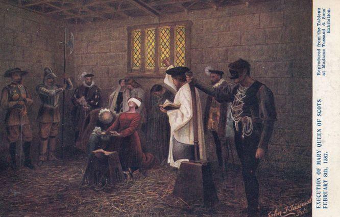 Madame Tussards Exhibit Of Mary Queen Of Scots Execution Antique Postcard